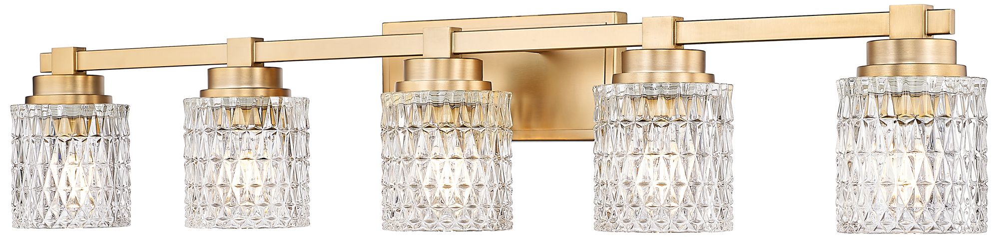 Z-Lite Jacqueline Modern Gold 5 Light Vanity with Clear Diamond Glass Shade