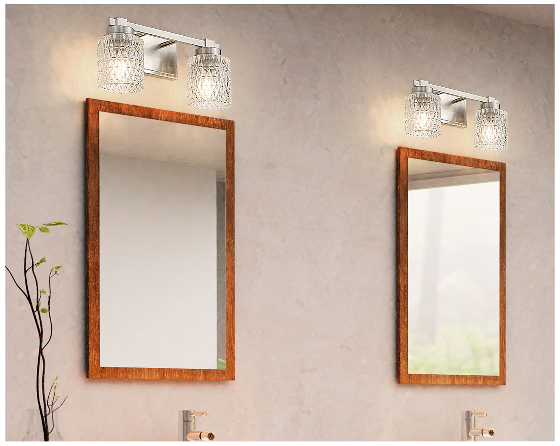 Image 2 Z-Lite Jacqueline Nickel 2 Light Vanity with Clear Diamond Glass Shade more views