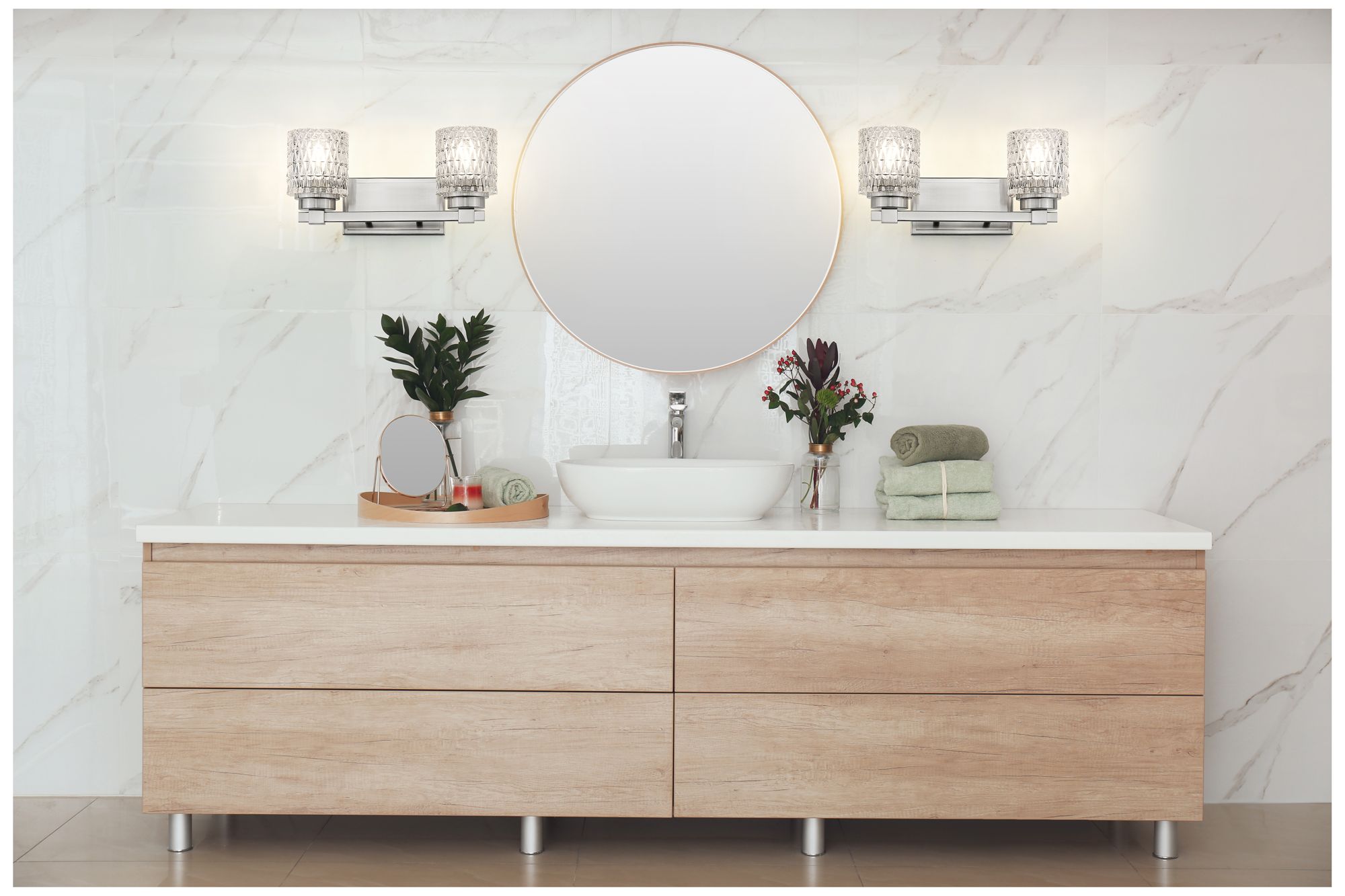 Image 3 Z-Lite Jacqueline Nickel 2 Light Vanity with Clear Diamond Glass Shade more views