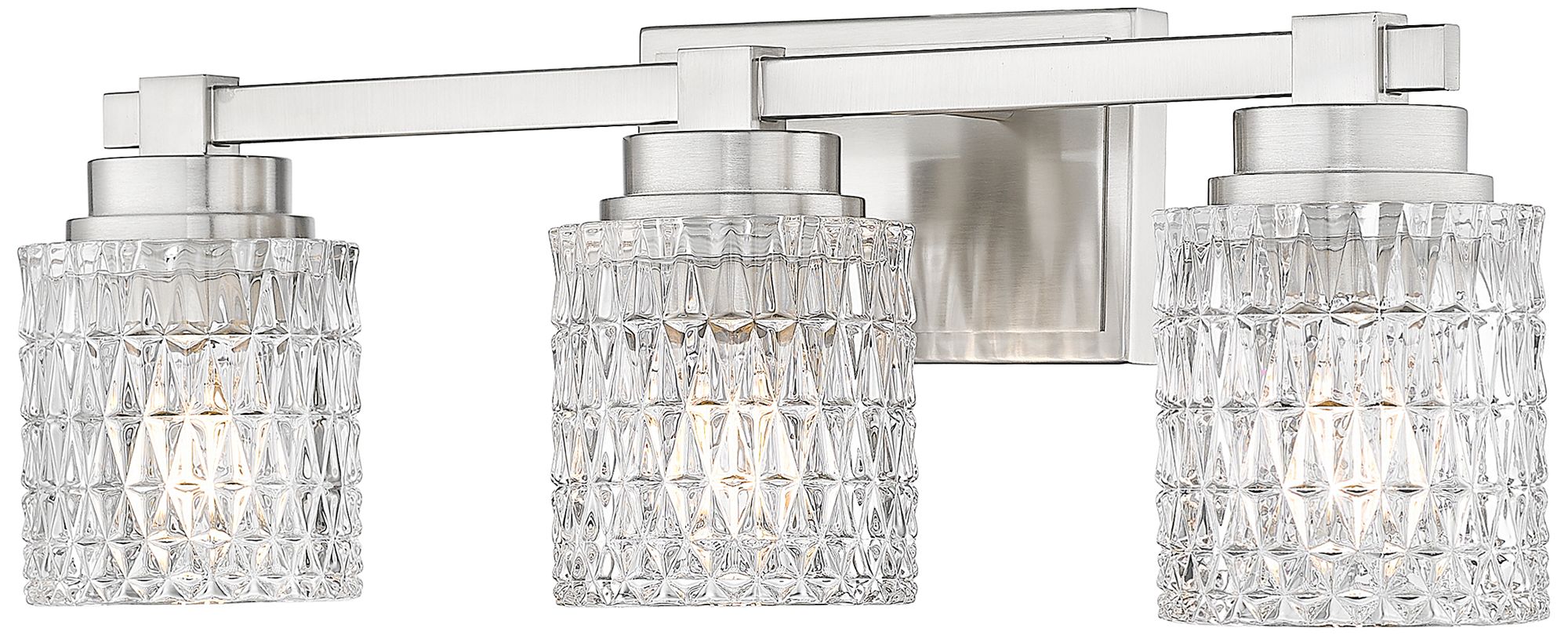 Z-Lite Jacqueline  Nickel 3 Light Vanity with Clear Diamond Glass Shade