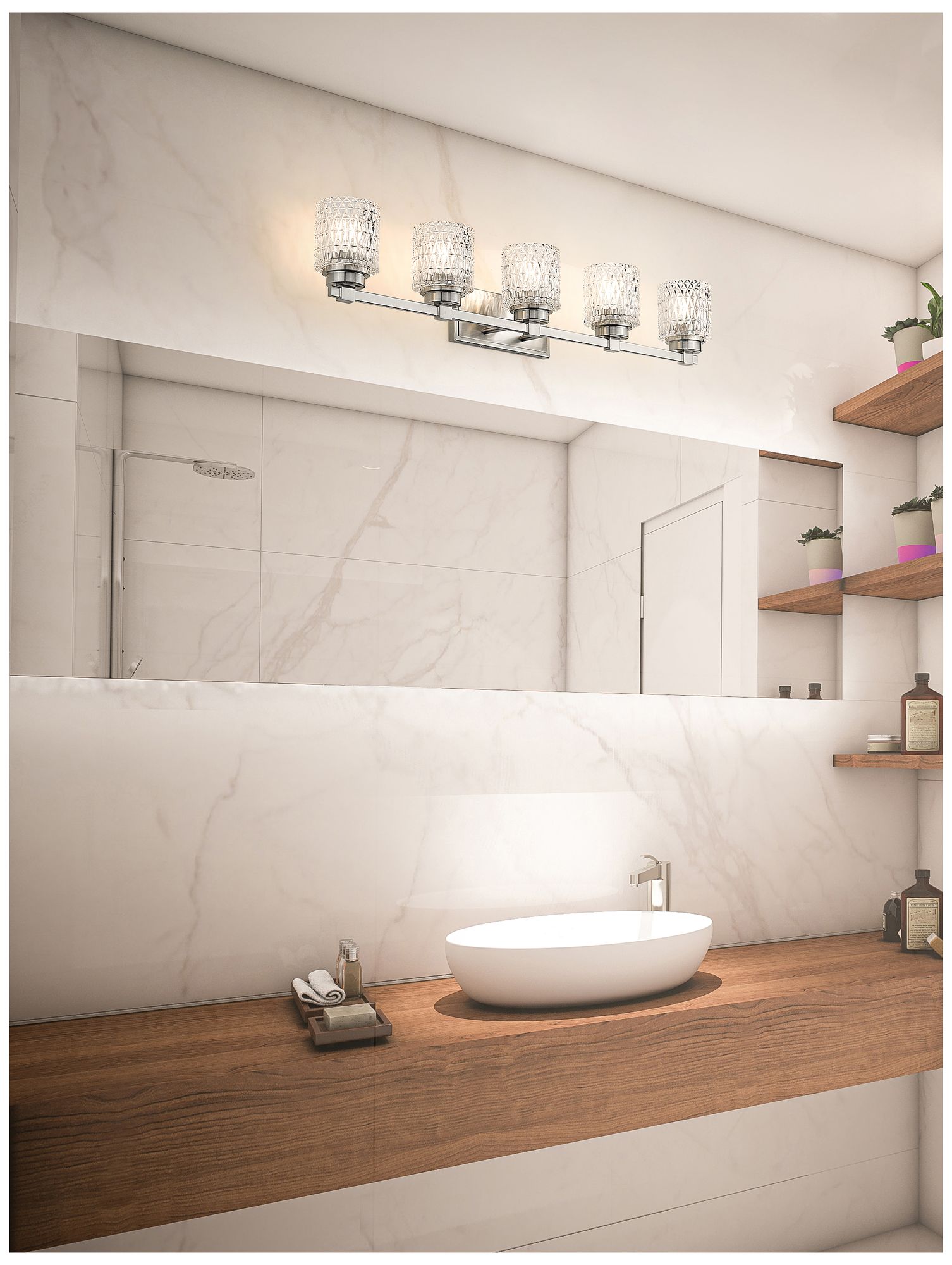 Image 3 Z-Lite Jacqueline Nickel 5 Light Vanity with Clear Diamond Glass Shade more views