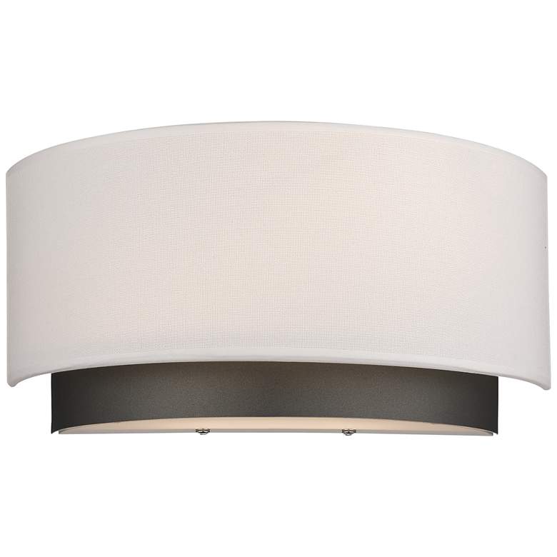 Image 1 Z-Lite Jade 6 3/4" High Factory Bronze and Linen Shade Wall Sconce