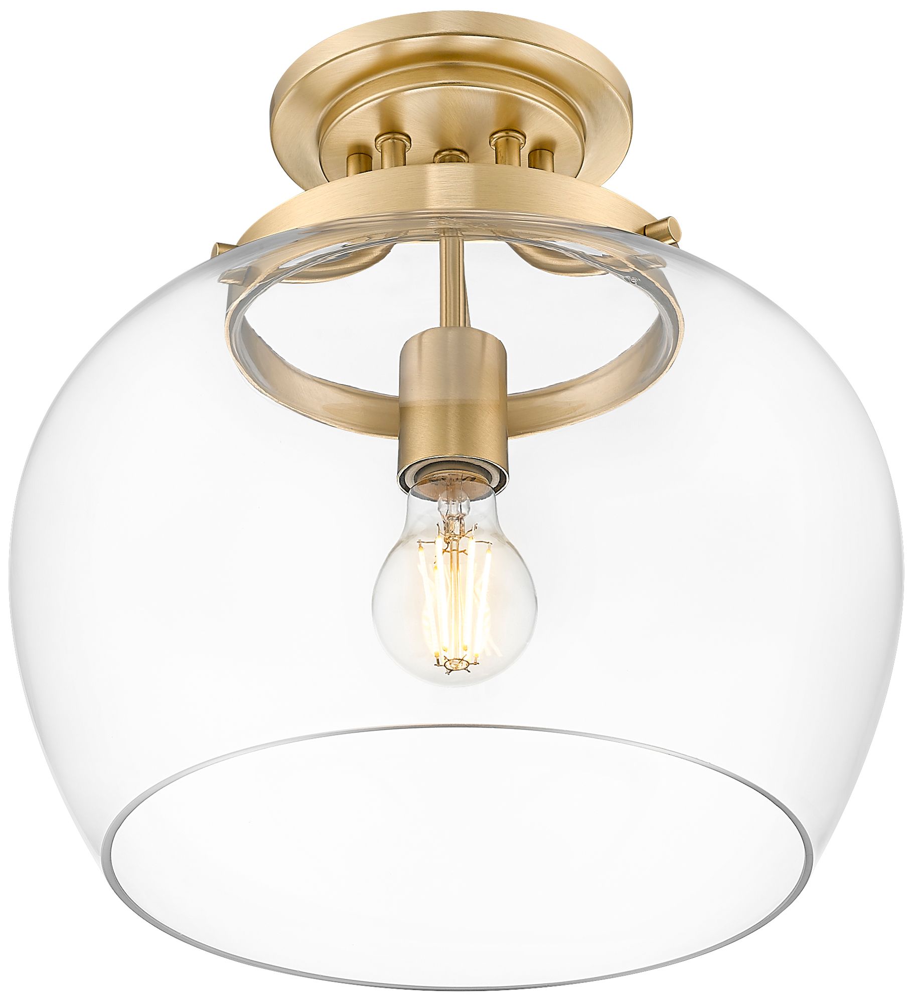 Image 2 Z-Lite Joliet 16 inch Brass 1 Light Semi Flush Mount with Clear Glass Shade more views