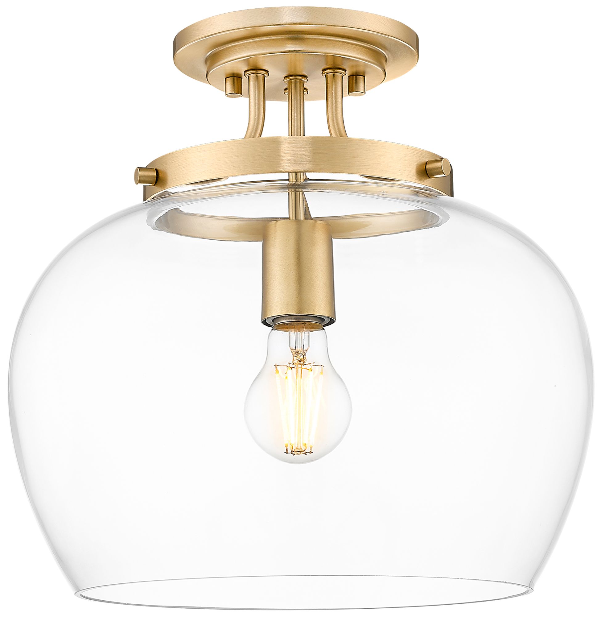 Image 3 Z-Lite Joliet 16 inch Brass 1 Light Semi Flush Mount with Clear Glass Shade more views