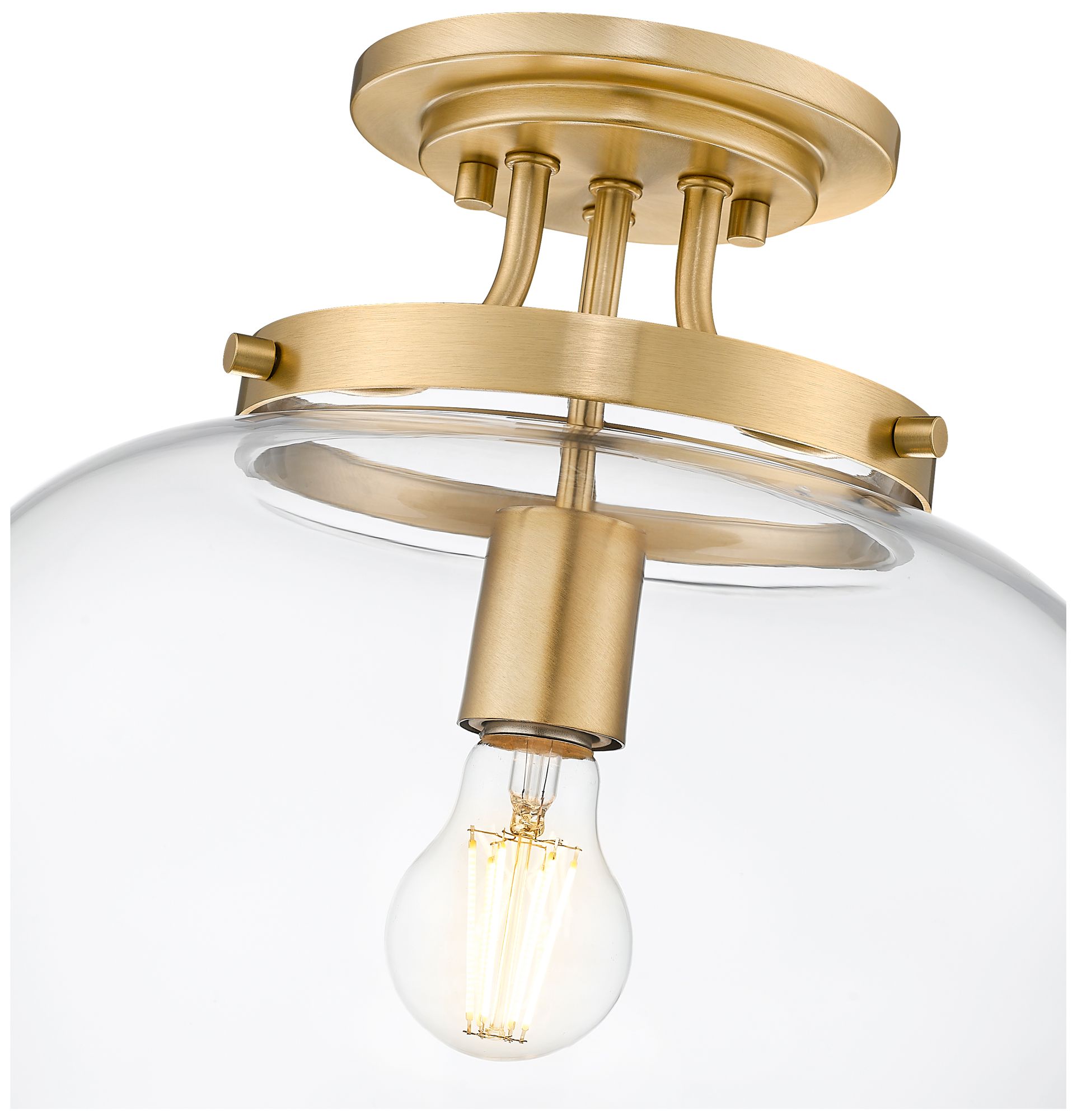 Image 4 Z-Lite Joliet 16 inch Brass 1 Light Semi Flush Mount with Clear Glass Shade more views