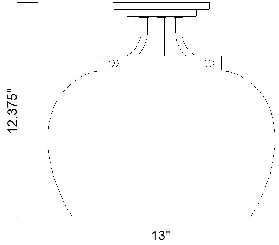 Z-Lite Joliet 16 inch Brass 1 Light Semi Flush Mount with Clear Glass Shade