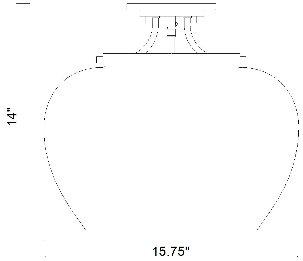 Z-Lite Joliet 19 inch Brass 3 Light Semi Flush Mount with Clear Glass Shade