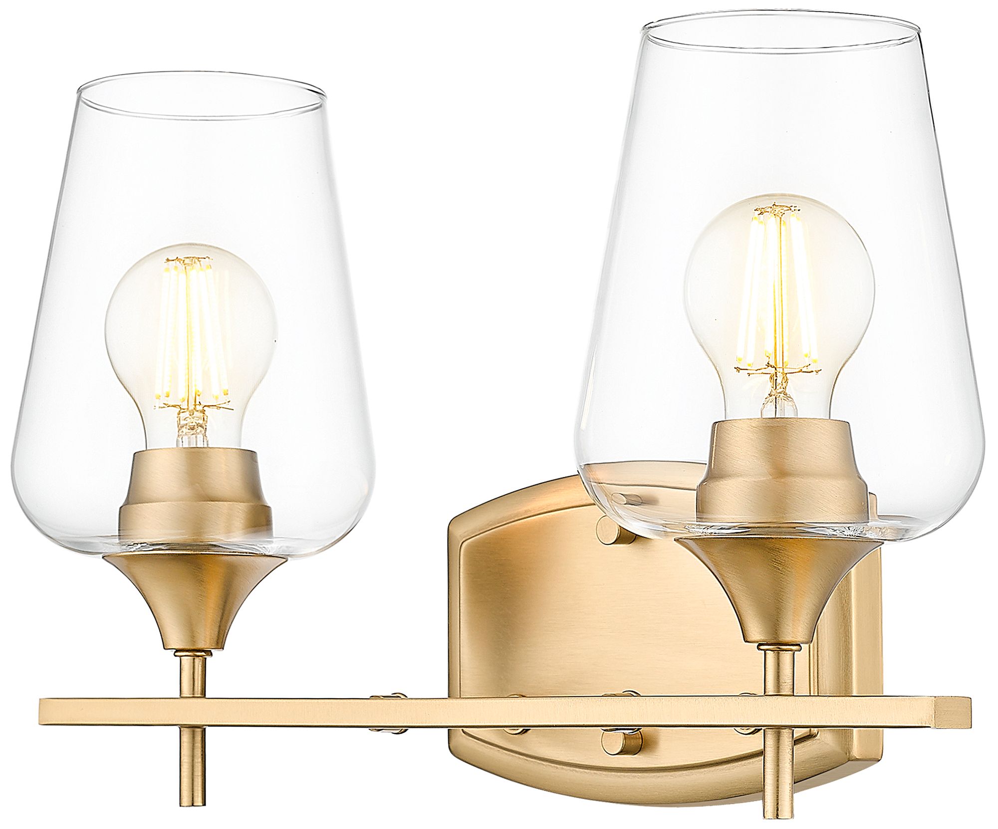 Z-Lite Joliet Brass 2 Light Vanity with Clear Glass Shade
