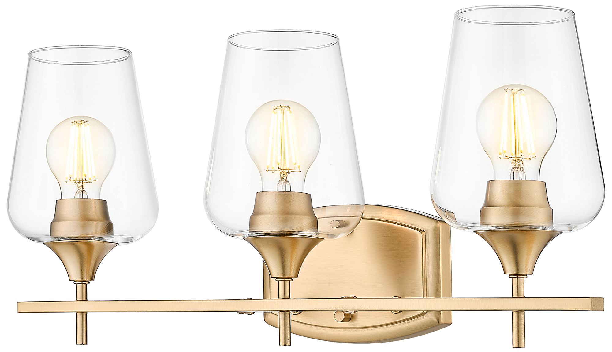Z-Lite Joliet Brass 3 Light Vanity with Clear Glass Shade