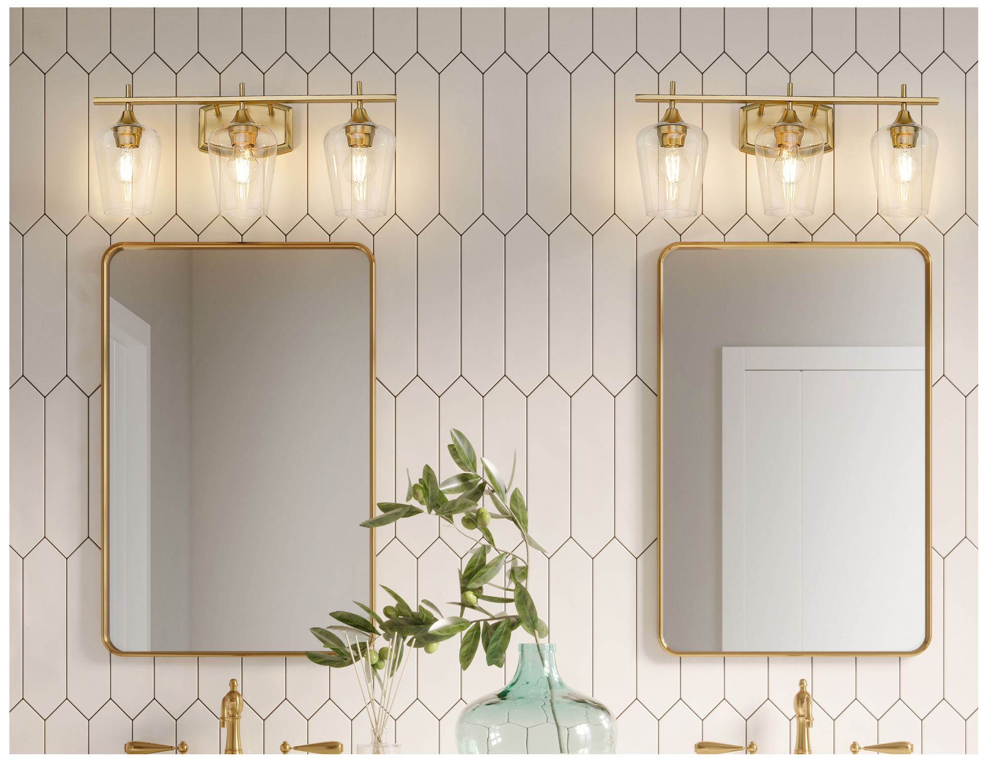 Image 3 Z-Lite Joliet Brass 3 Light Vanity with Clear Glass Shade more views