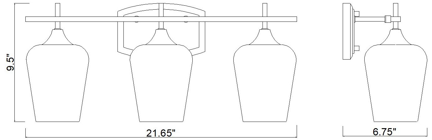 Z-Lite Joliet Brass 3 Light Vanity with Clear Glass Shade