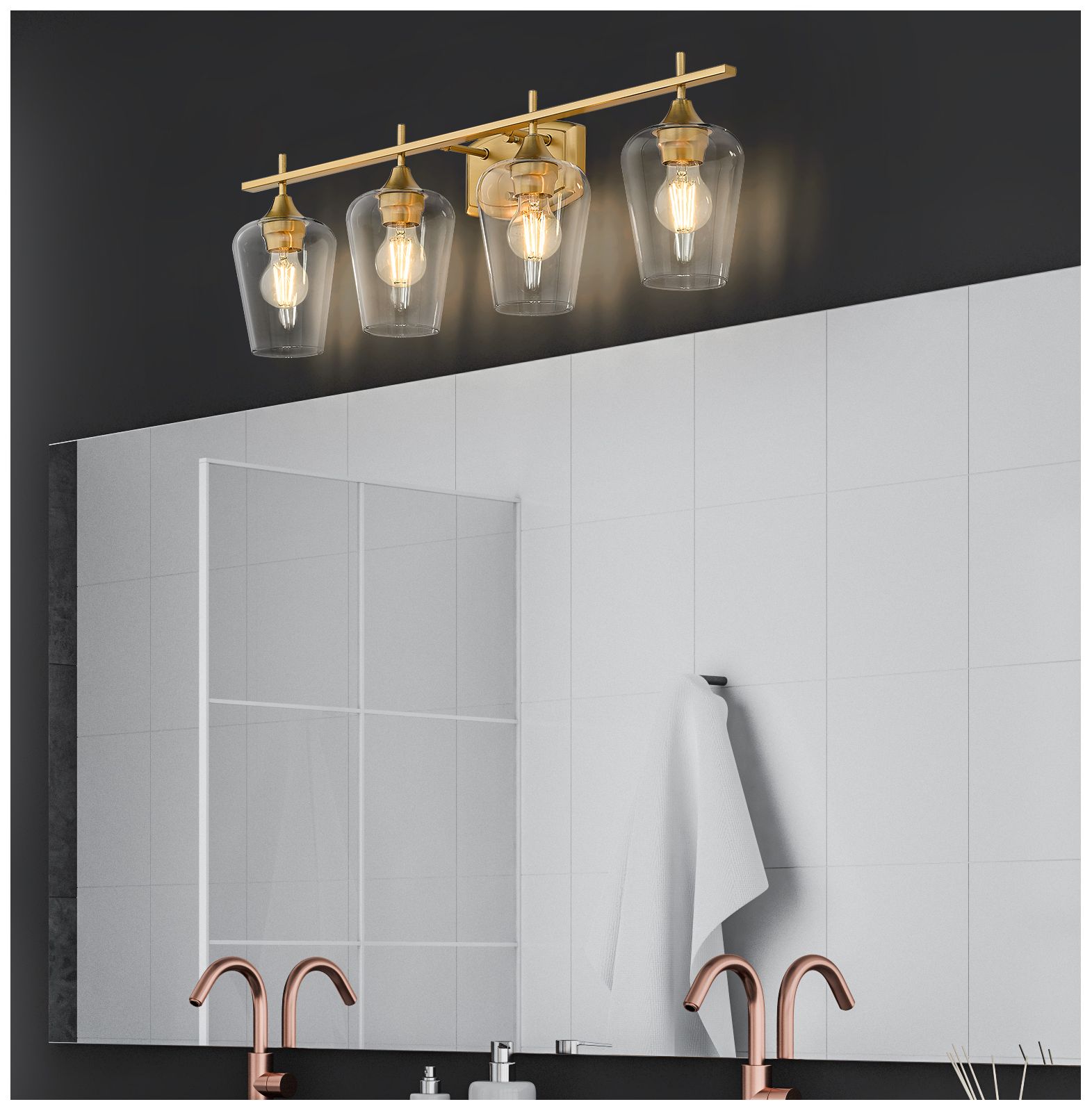 Image 2 Z-Lite Joliet Brass 4 Light Vanity with Clear Glass Shade more views