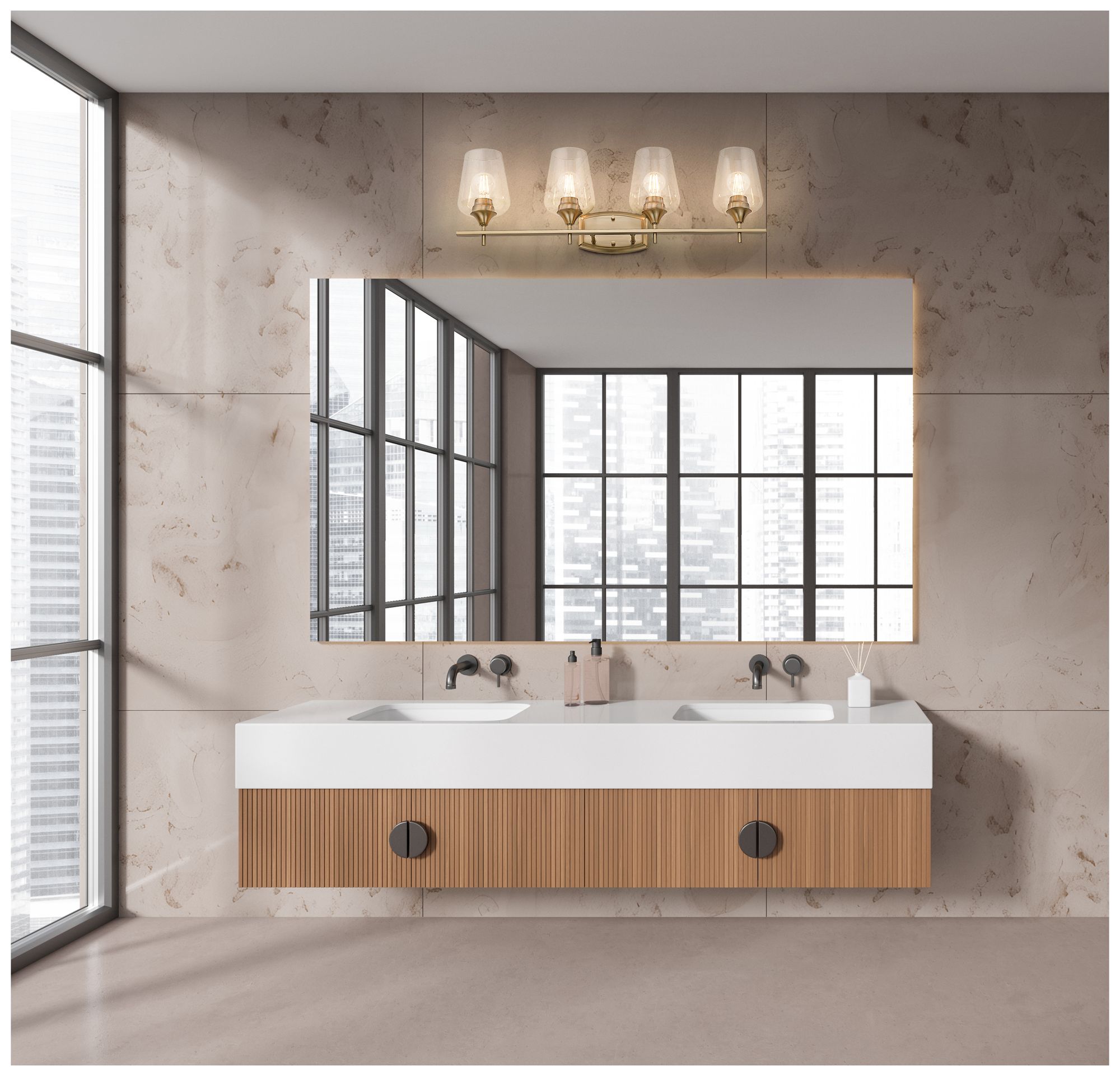 Image 3 Z-Lite Joliet Brass 4 Light Vanity with Clear Glass Shade more views