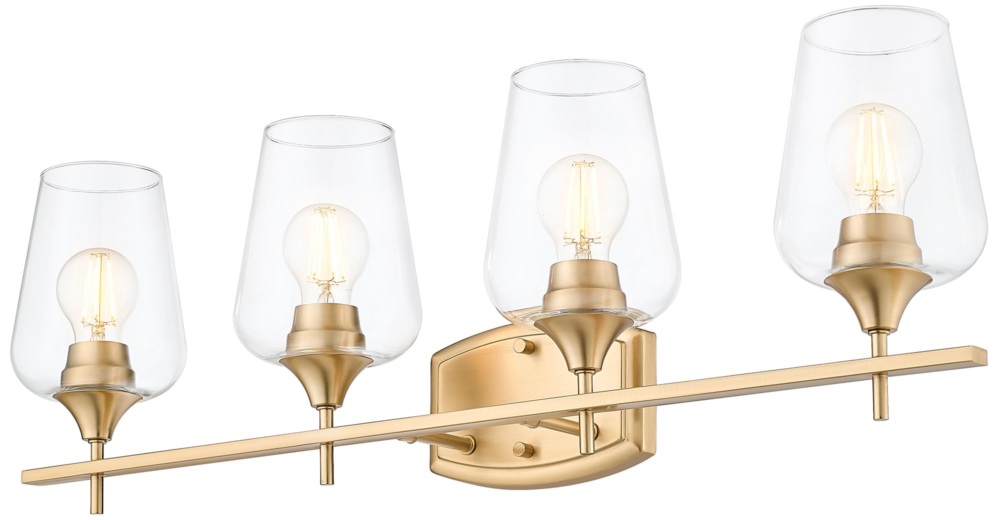 Image 5 Z-Lite Joliet Brass 4 Light Vanity with Clear Glass Shade more views