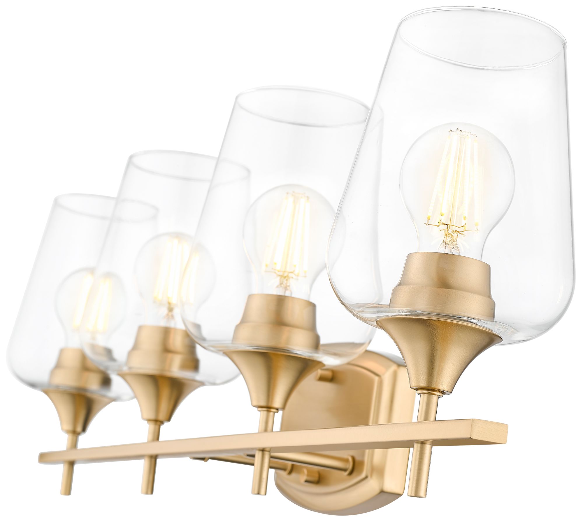 Image 6 Z-Lite Joliet Brass 4 Light Vanity with Clear Glass Shade more views