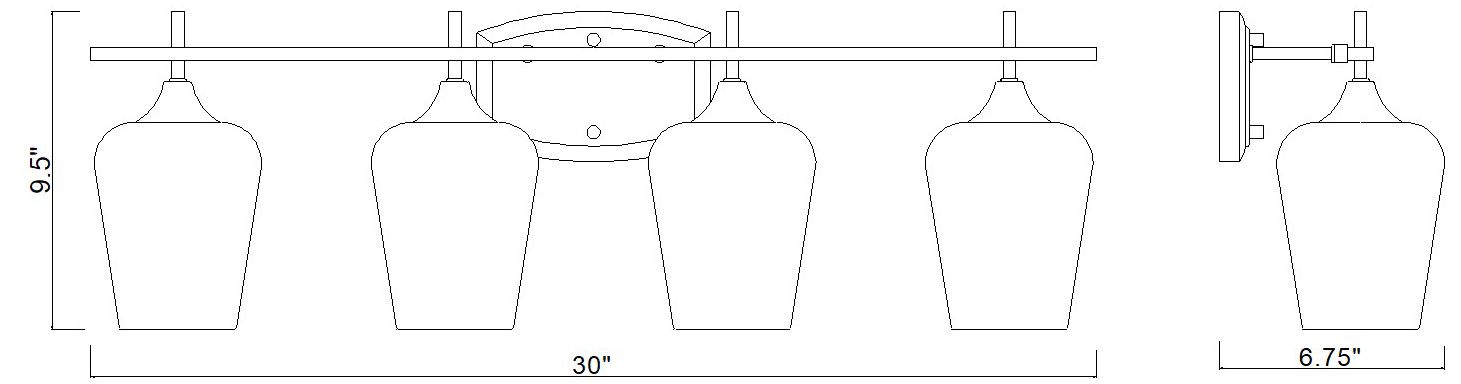 Z-Lite Joliet Brass 4 Light Vanity with Clear Glass Shade