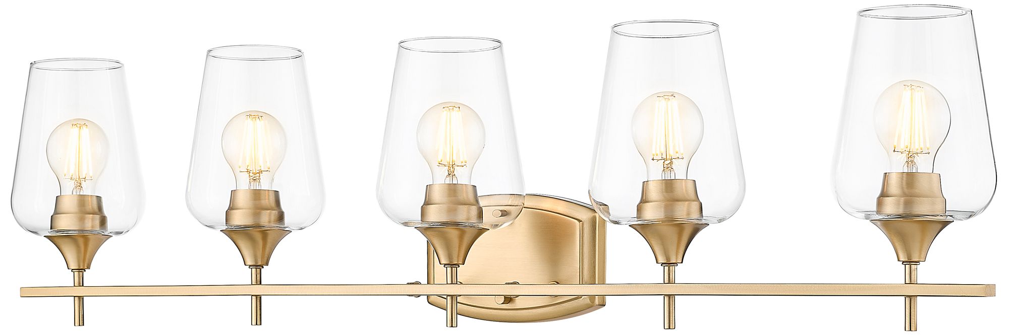 Z-Lite Joliet Brass 5 Light Vanity with Clear Glass Shade
