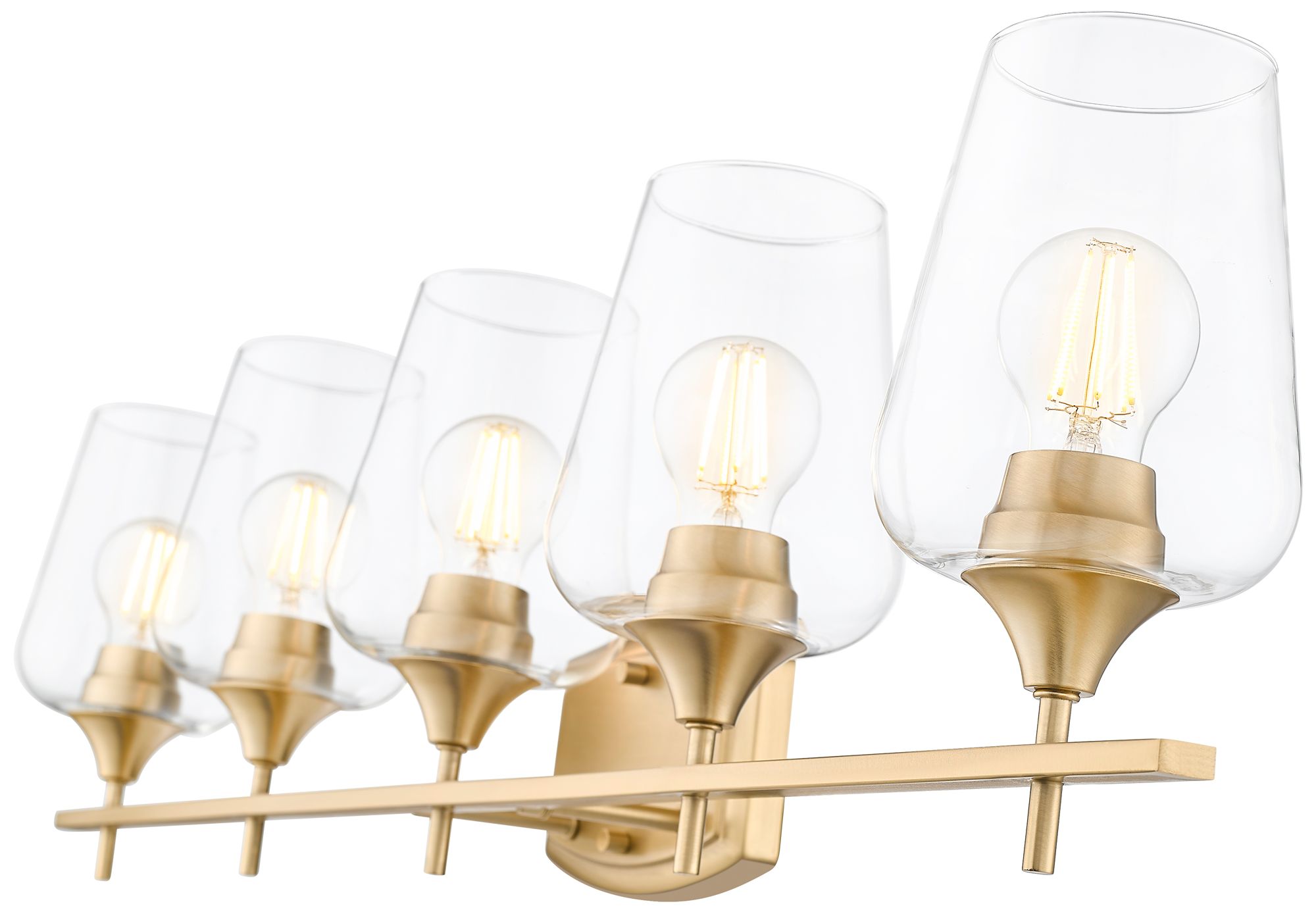 Image 6 Z-Lite Joliet Brass 5 Light Vanity with Clear Glass Shade more views