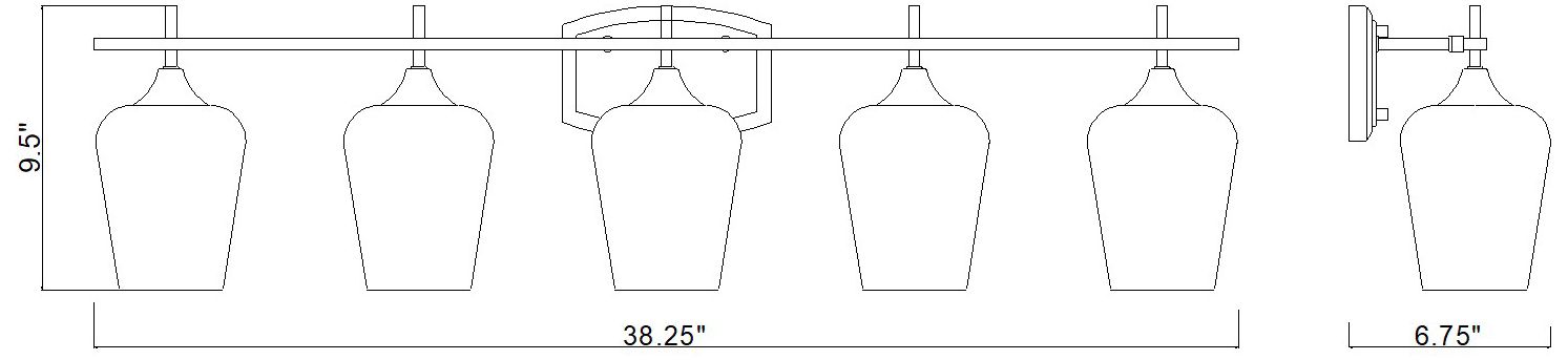 Z-Lite Joliet Brass 5 Light Vanity with Clear Glass Shade