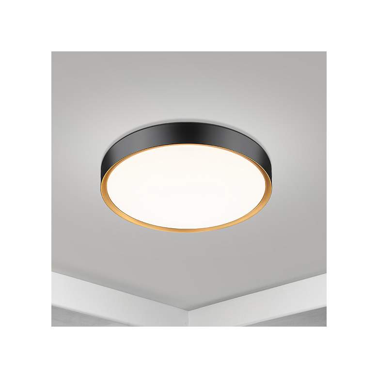 Image 1 Z-Lite Kawan 20" Wide Matte Black And Gold LED Ceiling Light