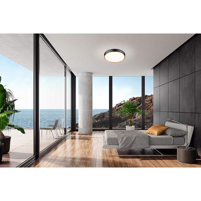 Image 3 Z-Lite Kawan 20" Wide Matte Black And Gold LED Ceiling Light more views