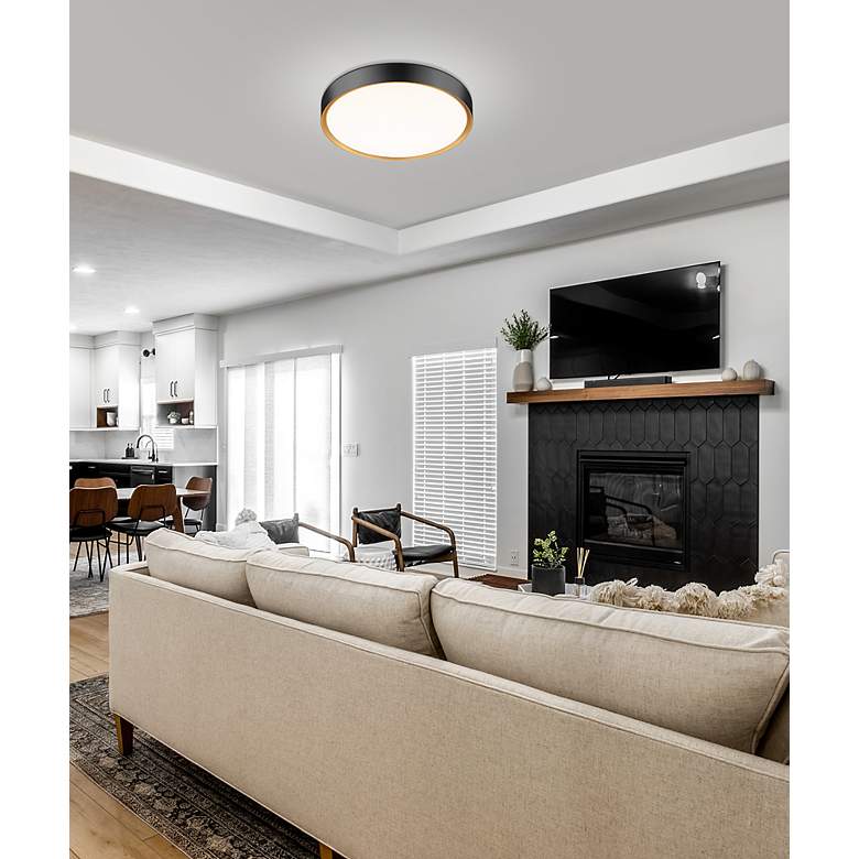 Image 4 Z-Lite Kawan 20" Wide Matte Black And Gold LED Ceiling Light more views