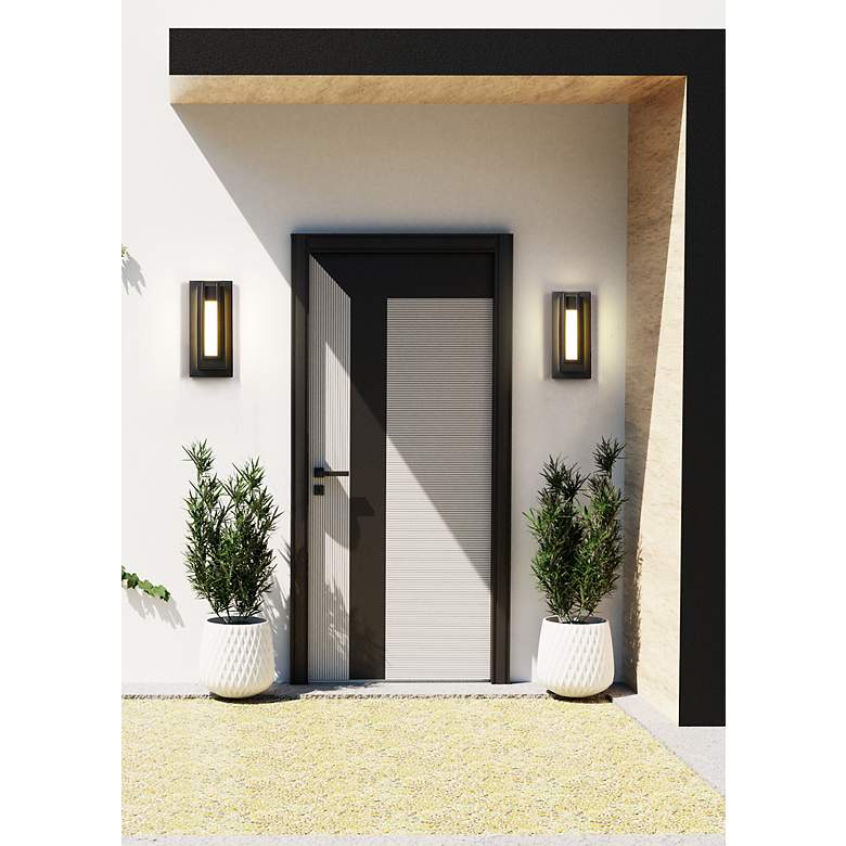 Image 4 Z-Lite Keaton 12 1/2" High Black LED Outdoor Wall Light more views