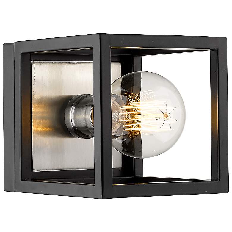 Image 1 Z-Lite Kube 1 Light Wall Sconce in Matte Black + Brushed Nickel