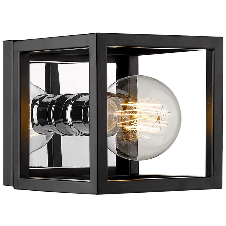 Image 1 Z-Lite Kube 1 Light Wall Sconce in Matte Black + Chrome