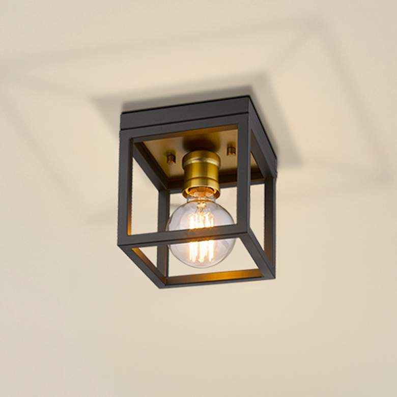 Image 1 Z-Lite Kube 5 3/4" Wide Industrial Bronze and Olde Brass Ceiling Light