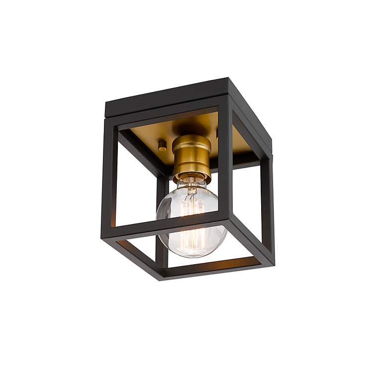 Image 6 Z-Lite Kube 5 3/4" Wide Industrial Bronze and Olde Brass Ceiling Light more views