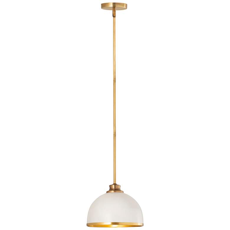 Image 1 Z-Lite Landry 10" Wide Matte White Rubbed Brass Finish Dome Pendant