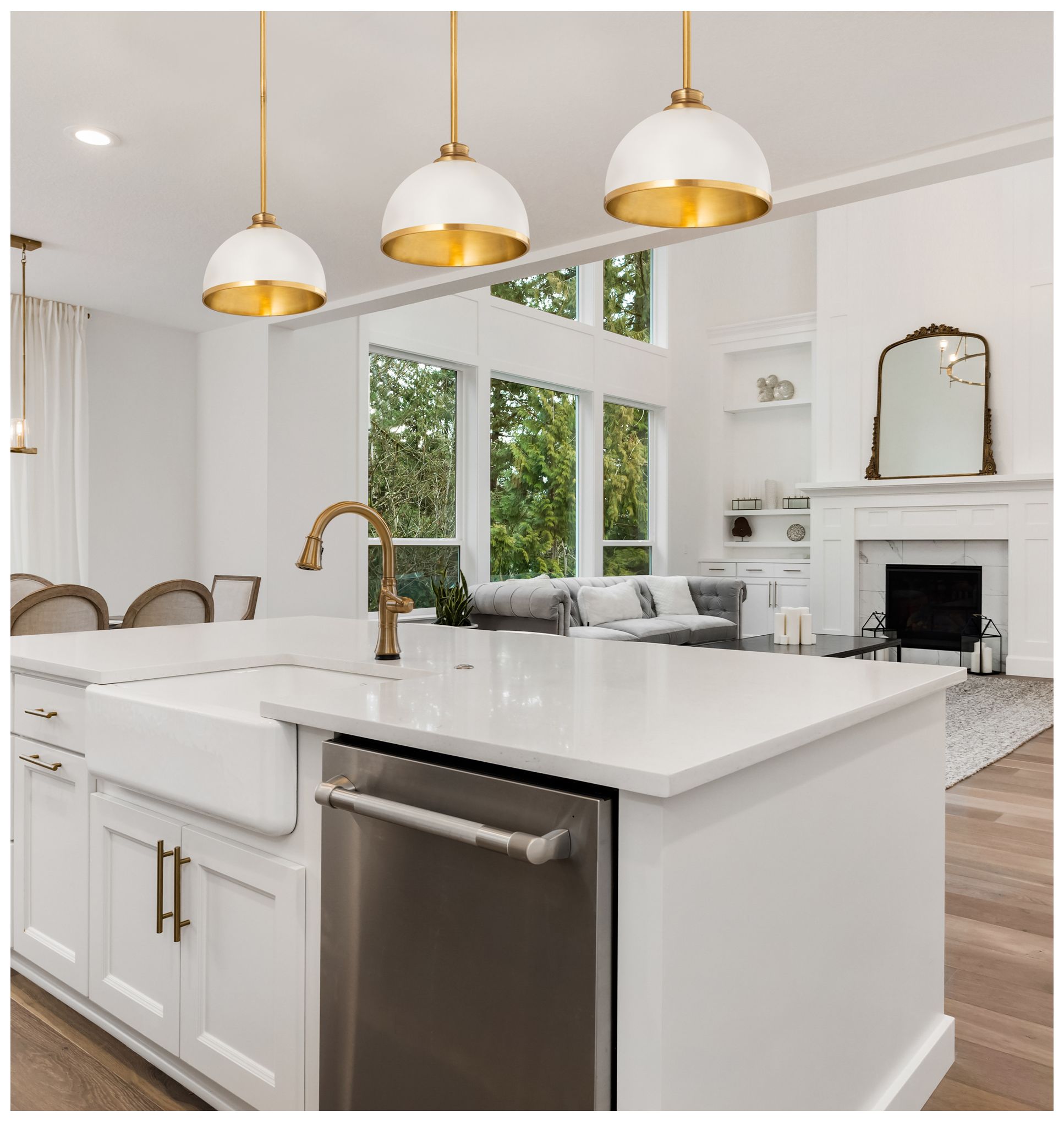 Image 2 Z-Lite Landry 10" Wide Matte White Rubbed Brass Finish Dome Pendant more views