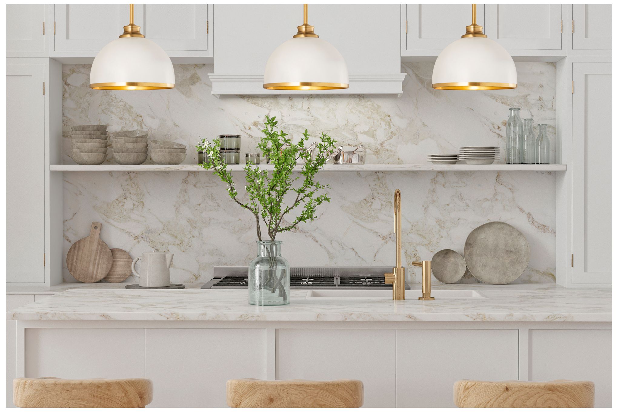 Image 3 Z-Lite Landry 10" Wide Matte White Rubbed Brass Finish Dome Pendant more views