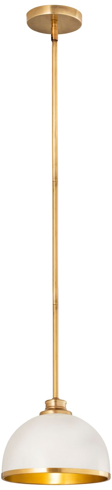 Image 5 Z-Lite Landry 10" Wide Matte White Rubbed Brass Finish Dome Pendant more views