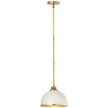 Z-Lite Landry 10" Wide Matte White Rubbed Brass Finish Dome Pendant