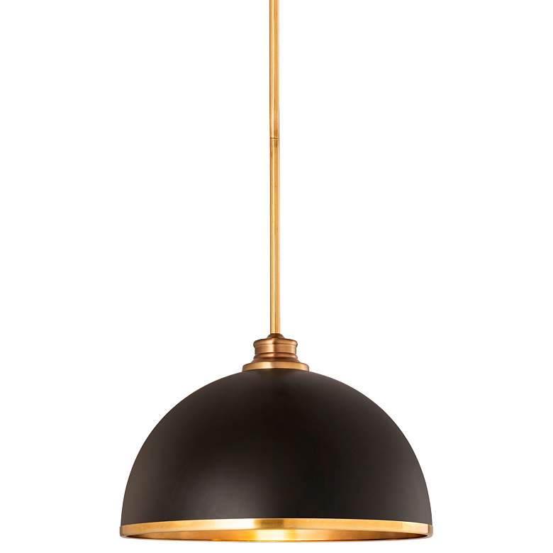 Image 1 Z-Lite Landry 14" Wide Rubbed Brass Matte Black Pendant Light
