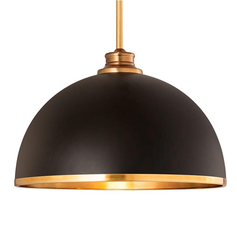 Image 2 Z-Lite Landry 14" Wide Rubbed Brass Matte Black Pendant Light more views