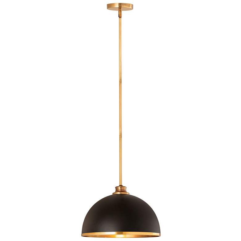 Image 4 Z-Lite Landry 14" Wide Rubbed Brass Matte Black Pendant Light more views
