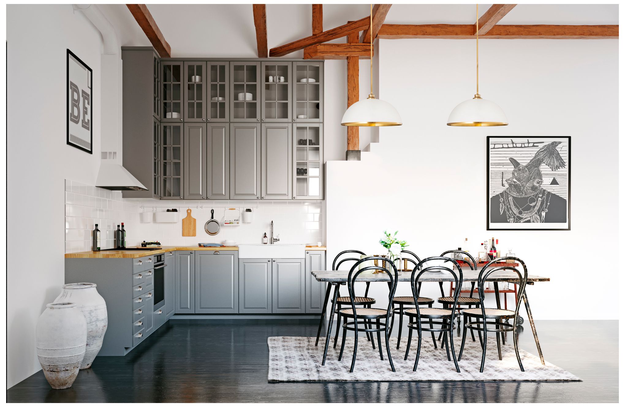 Image 3 Z-Lite Landry 20" Wide Rubbed Brass Matte White Pendant Light more views