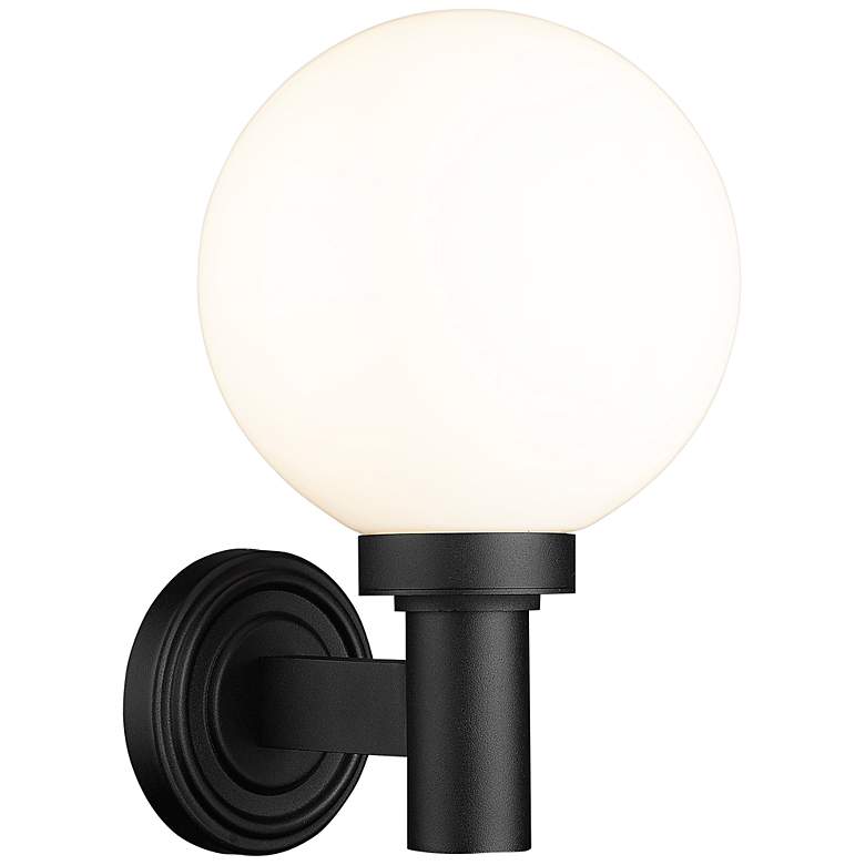 Image 3 Z-Lite Laurent 12 1/2" Modern Black and Opal Glass Outdoor Wall Light