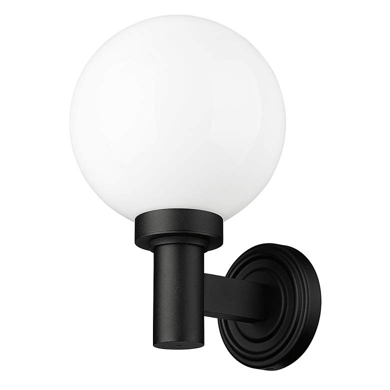 Image 7 Z-Lite Laurent 12 1/2" Modern Black and Opal Glass Outdoor Wall Light more views