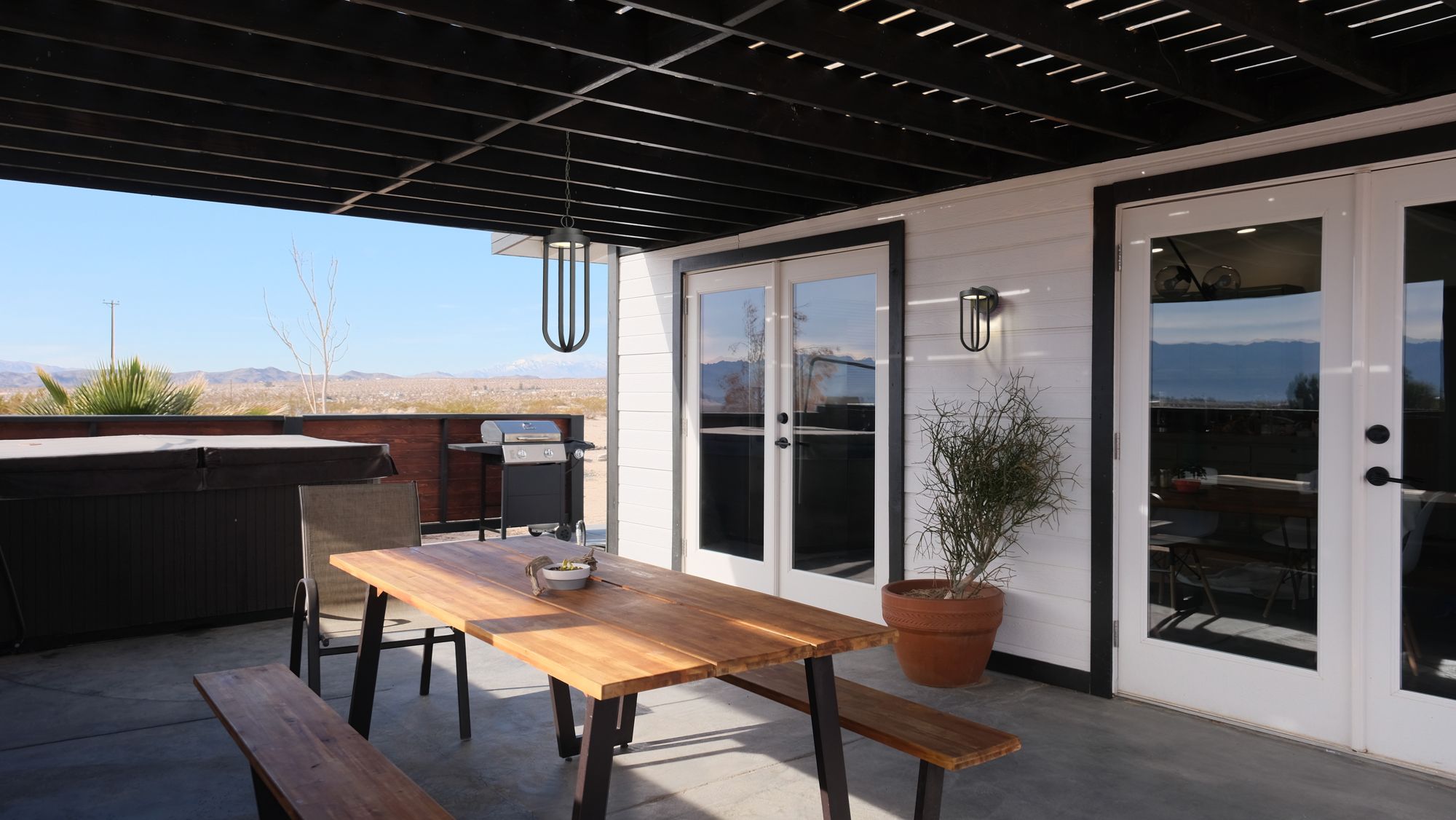 Image 2 Z-Lite Leland 26" High Sand Black LED Outdoor Hanging Light more views