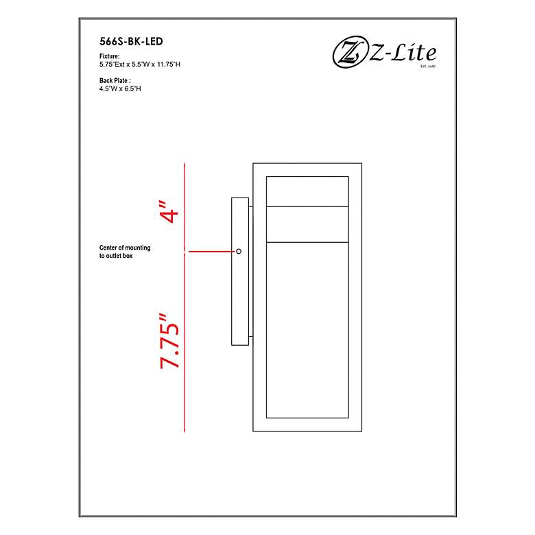 Image 7 Z-Lite Luttrel 11 3/4" High Black LED Outdoor Wall Light more views