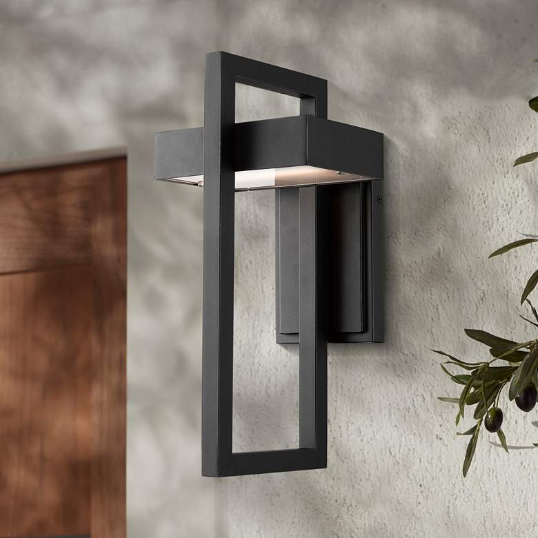 Image 2 Z-Lite Luttrel 15" High Black LED Outdoor Wall Light