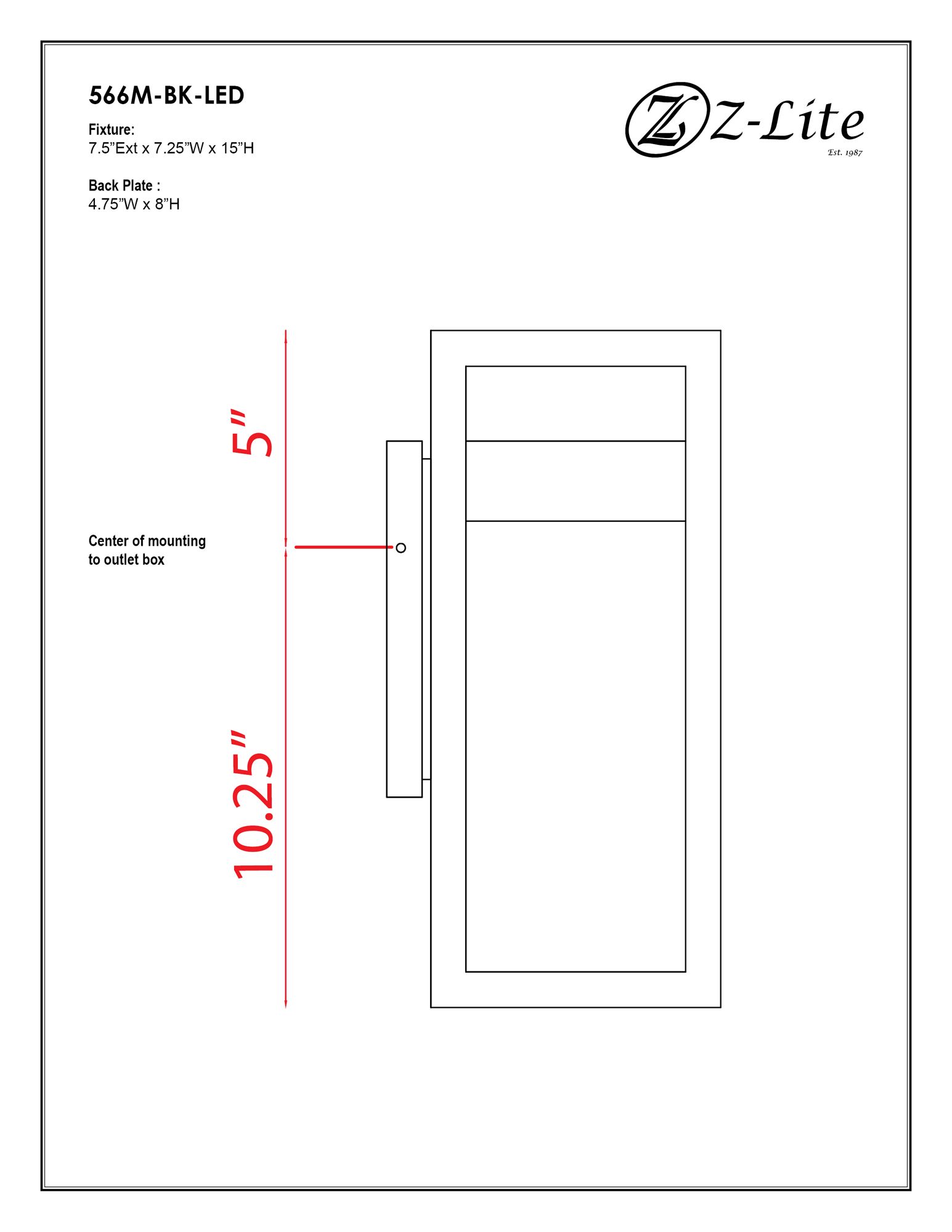 Z-Lite Luttrel 15" High Black LED Outdoor Wall Light in scene