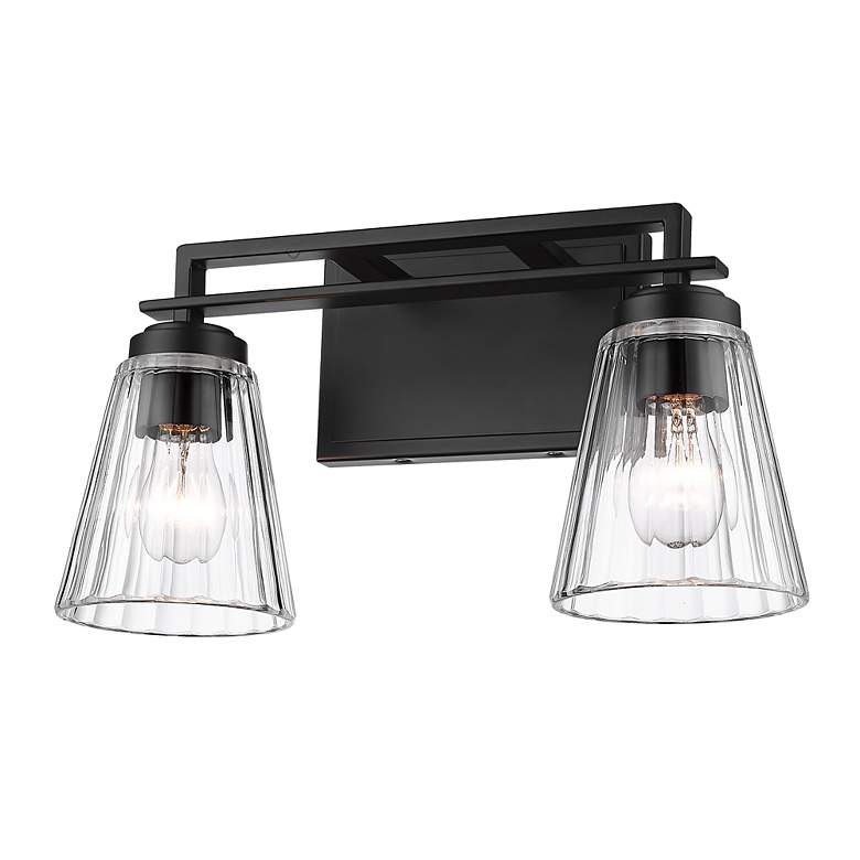 Image 6 Z-Lite Lyna 16" Wide Matte Black Rippled Glass Vanity Bath Light more views