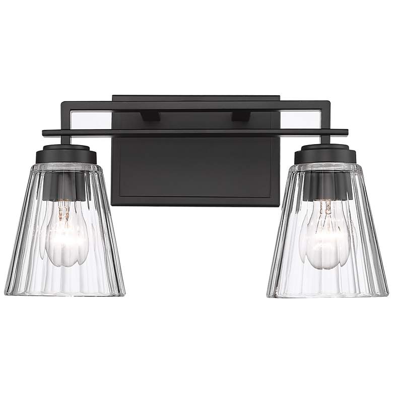 Image 2 Z-Lite Lyna 9" High Matte Black 2-Light Wall Sconce