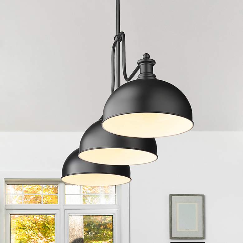 Image 2 Z-Lite Melange 51 1/4" Wide Matte Black 3-Light Billiard Pendant