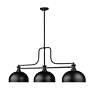 7_Z-Lite Melange 51 1/4" Wide Matte Black 3-Light Billiard Pendant more views